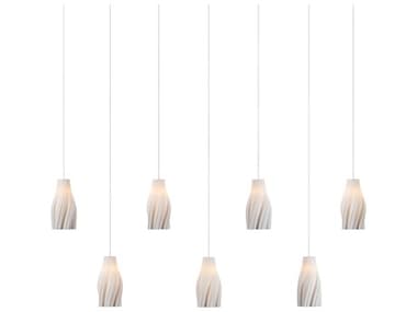 Currey & Company Posh 7-Light Textured White Island Pendant CY90001277