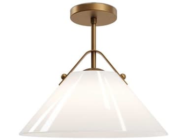 Currey & Company Bronwen 1-Light Antique Brass Semi Flush Mount CY90001279