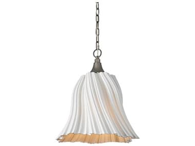 Currey & Company Twirl 1-Light White Antique Brushed Nickel Pendant CY90001282