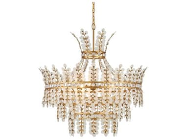 Currey & Company Bradshaw 4-Light Frosted Clear Brass Chandelier CY90001295
