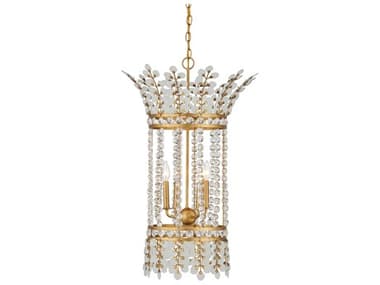 Currey & Company Bradshaw 4-Light Frosted Clear Brass Pendant CY90001296