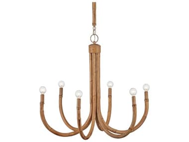 Currey & Company Samsara 6-Light Natural Saddle Tan Chandelier CY90001297