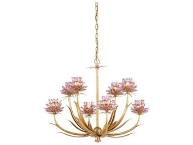Currey & Company Marilee 8-Light Pink Dutch Gold Leaf Chandelier CY90001306