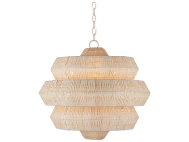 Currey & Company Antibes 3-Light Bleached Natural Snow White Chandelier CY90001316