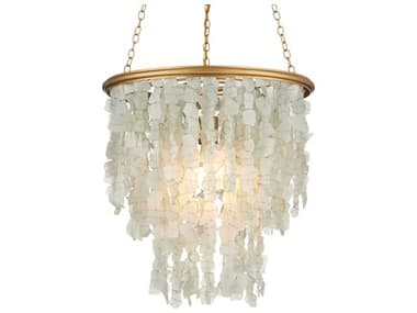 Currey & Company Verre De Mer 1-Light Seaglass Contemporary Gold Pendant CY90001317