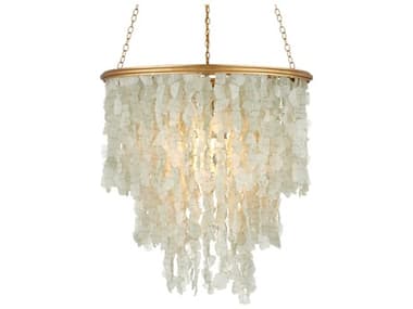 Currey & Company Verre De Mer 1-Light Seaglass Contemporary Gold Pendant CY90001318