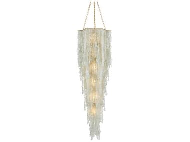 Currey & Company Verre De Mer 6-Light Seaglass Contemporary Gold Pendant CY90001319