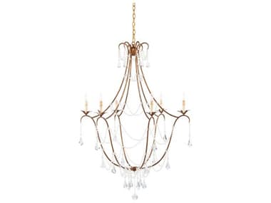 Currey & Company Lillian August 6-Light Rhine Gold Crystal Candelabra Chandelier CY9048