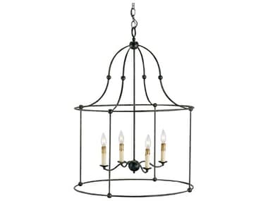 Currey & Company Fitzjames 4-Light Mayfair Black Candelabra Chandelier CY9160