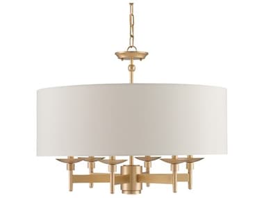 Currey & Company Bering 7-Light Antique Brass Candelabra Drum Chandelier CY9299