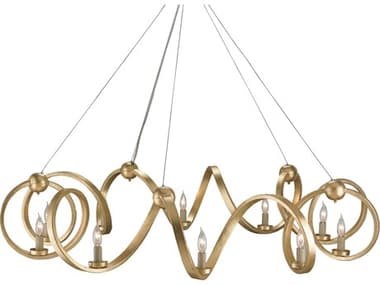 Currey & Company Ringmaster 10-Light Contemporary Gold Leaf Candelabra Chandelier CY9490