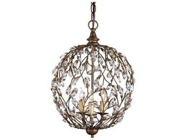 Currey & Company Crystal Bud 3-Light Cupertino Brown Candelabra Globe Chandelier CY9652