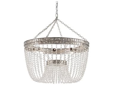 Currey & Company Highbrow 8-Light Silver Crystal Glass Candelabra Chandelier CY9685