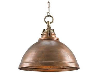 Currey & Company Admiral 1-Light Copper Antique Brass Dome Pendant CY9857