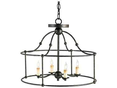 Currey & Company Fitzjames 4-Light Mayfair Black Candelabra Chandelier CY9878