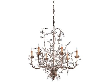 Currey & Company Crystal Bud 6-Light Cupertino Brown Candelabra Chandelier CY9882