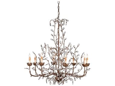 Currey & Company Crystal Bud 8-Light Cupertino Brown Candelabra Chandelier CY9884