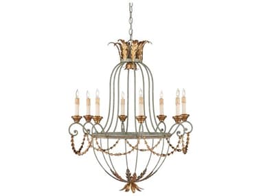 Currey & Company Elegance 8-Light Etruscan Gold Leaf Candelabra Chandelier CY9948