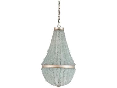 Currey & Company Platea 3-Light Contemporary Silver Leaf Seaglass Pendant CY9966