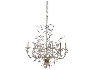 Currey & Company Crystal Bud 6-Light Silver Granello Candelabra Chandelier CY9973