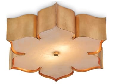 Currey & Company Grand Lotus 2-Light Antique Gold Leaf Flush Mount CY99990010