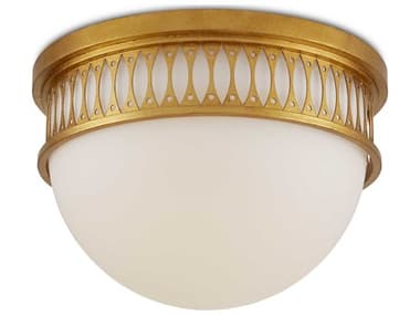 Currey & Company Lola 16" 1-Light Gold Leaf Painted Contemporary LED Dome Flush Mount CY99990065