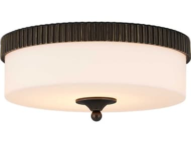 Currey & Company Bryce 16" 1-Light Oil Rubbed Bronze White Drum Flush Mount CY99990073