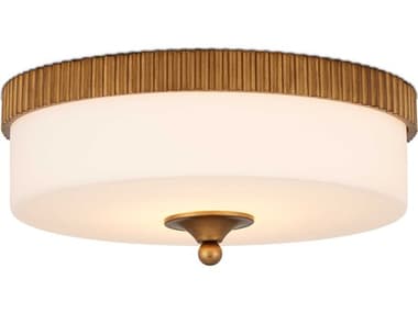 Currey & Company Bryce 16" 1-Light Gold White Drum Flush Mount CY99990074