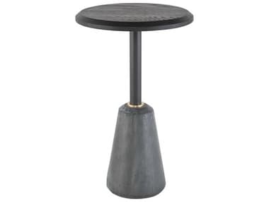 District Eight Exeter 14" Round Wood Black Charred End Table D8HGDA587