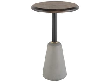 District Eight Exeter 14" Round Wood Seared Oak Matte Grey End Table D8HGDA588