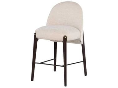 District Eight Ames Fabric Upholstered Oak Wood Gema Pearl Matte Smoked Counter Stool D8HGDA795