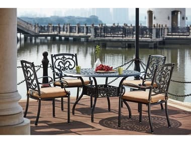 Darlee Outdoor Living Santa Barbara Cast Aluminum 5-Piece Dining Set with Cushions and 48'' Round Dining Table DA2010105PC60C