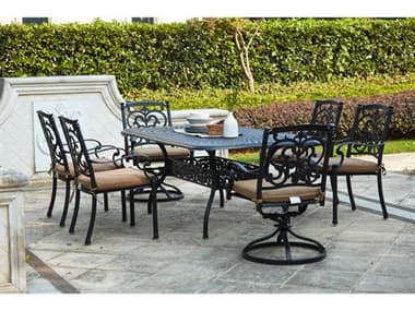 Darlee Outdoor Living Santa Barbara Cast Aluminum 7-Piece Dining Set (with 2 Swivel Rockers) with Cushions and 42 x 72'' Rectangular Dining Table DA2010107PC60E