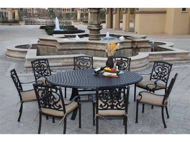 Darlee Outdoor Living Santa Barbara Cast Aluminum 9-Piece Dining Set with Cushions and 59 x 78'' Egg Shape Dining Table DA2010109PC99MO