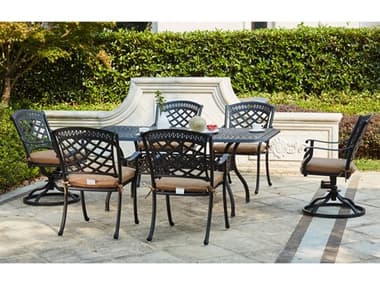 Darlee Outdoor Living Sedona Cast Aluminum 7-Piece Dining Set (with 2 Swivel Rockers) with Cushions and 42 x 72'' Rectangular Dining Table DA2010307PC60E