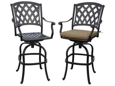 Darlee Ocean View Antique Bronze Cast Aluminum Swivel Bar Stools with Seasame Cushions (Price is for a set of two chairs) DA20163072