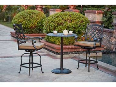 Darlee Outdoor Living Madison Cast Aluminum 3- Piece Counter Height Bar Set with 30 Inch Round Counter Height Pedestal Bar Table in Antique Bronze DA2016503PC60CJ