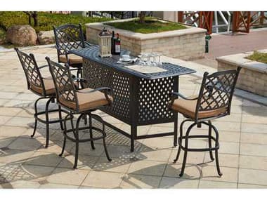 Darlee Outdoor Living Madison Cast Aluminum 5- Piece Bar Set with 82 Inch Party Bar in Antique Bronze DA2016505PC60K