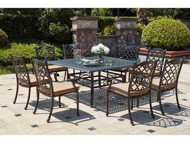 Darlee Outdoor Living Madison Cast Aluminum 9- Piece Dining Set with 60 Inch Square Dining Table in Antique Bronze DA2016509PC88W