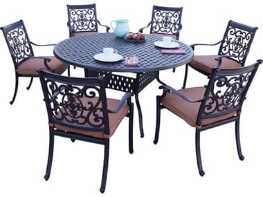 Darlee Outdoor Living St. Cruz Cast Aluminum 7-Piece Dining Set with Cushions and 60'' Round Dining Table DADL1017PC30D