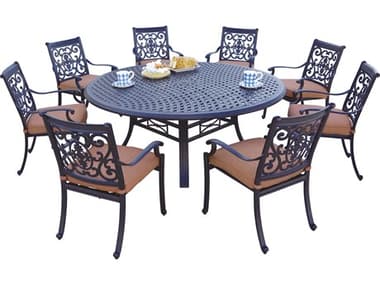 Darlee Outdoor Living St. Cruz Cast Aluminum 9-Piece Dining Set with Cushions and 71'' Round Dining Table DADL1019PC99LD