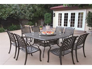 Darlee Outdoor Living Nassau Cast Aluminum 10-Piece Dining Set with Cushions and 64'' Square Dining Table and Lazy Susan DADL1310PC30W3930