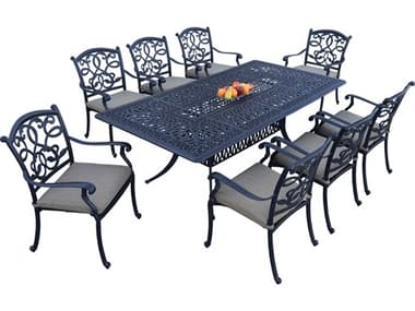 Darlee Outdoor Living Santa Monica Cast Aluminum 9-Piece Dining Set with Cushions and 44 x 84'' Rectangular Dining Table DADL20529PC707XLD
