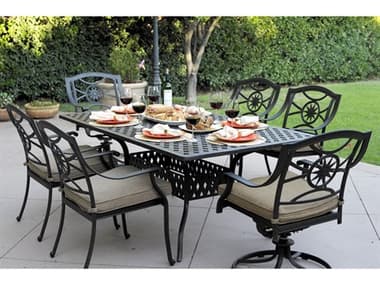 Darlee Outdoor Living Ten Star Cast Aluminum 7-Piece Dining Set with Cushions and 42 x 72'' Rectangular Dining Table DADL5037PC30RE