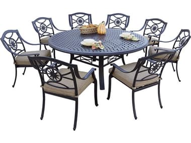 Darlee Outdoor Living Ten Star Cast Aluminum 9-Piece Dining Set with Cushions and 71'' Round Dining Table DADL5039PC99LD