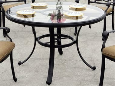Darlee Outdoor Living Glass Top Cast Aluminum Antique Bronze 48 Round Dining Table DADL50C