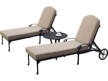 Darlee Outdoor Living Elisabeth Cast Aluminum 3-Piece Patio Chaise Lounge Set with Cushions and 22'' Round End Table DADL7073PC3326R