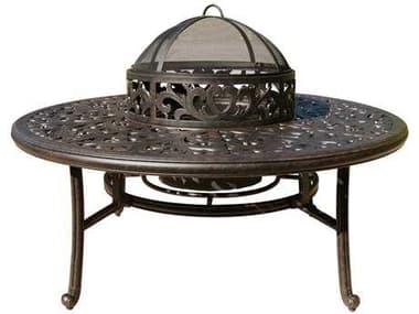 Darlee Series 80 52-Inch Cast Aluminum Wood Burning Fire Pit Chat Table With Ice Bucket DADL80QB
