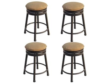 Darlee Outdoor Living Backless Cast Aluminum Round Counter Height Swivel Stool with Seat Cushion (Price Includes 4) DAN12107CH4