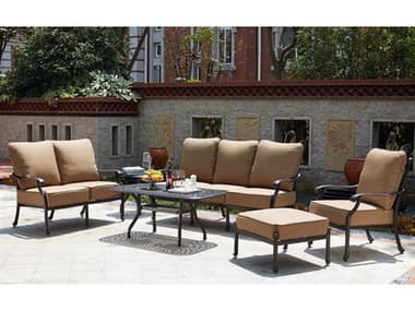 Darlee Outdoor Living Madison Cast Aluminum Antique Bronze 6 Piece Deep Seating Lounge Set DAN2016586PC60AB